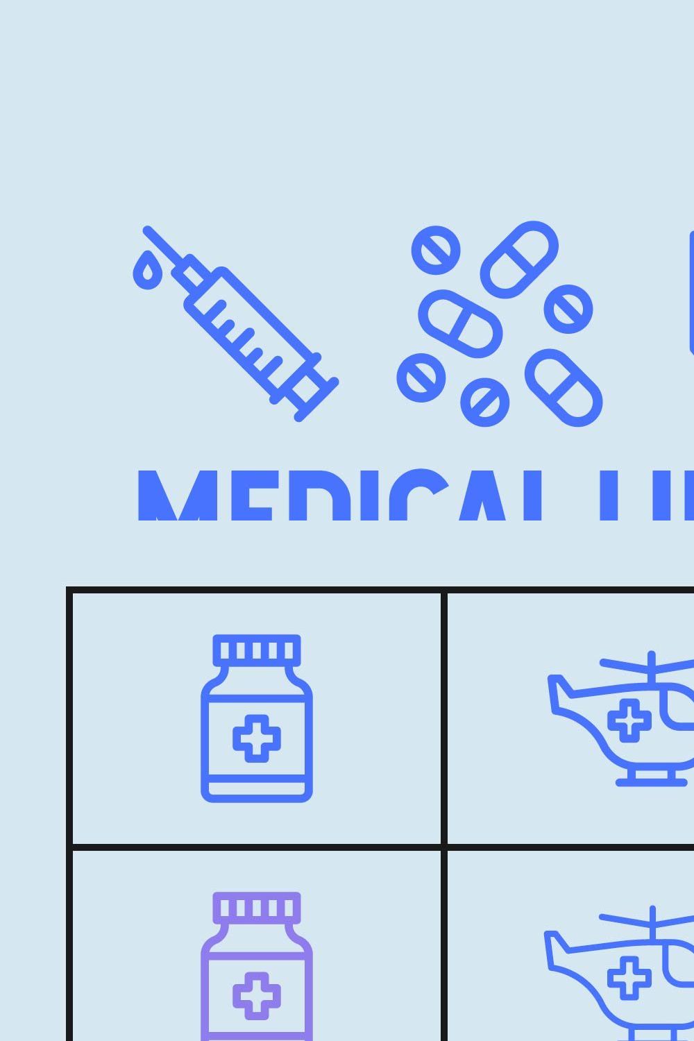 Medical Line Icons pinterest preview image.