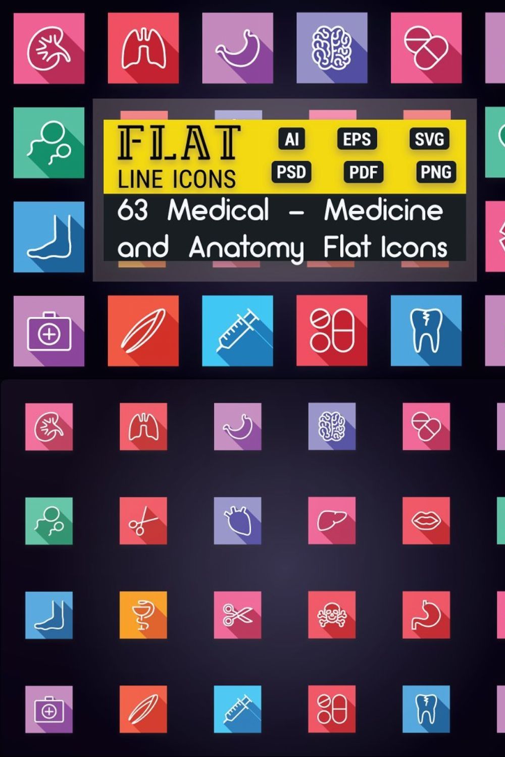 Medical - Medicine & Anatomy Icons pinterest preview image.