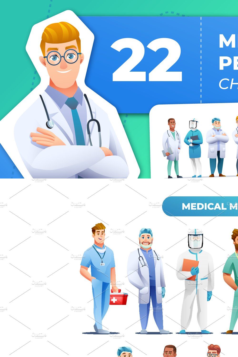 Medical People Character Set pinterest preview image.