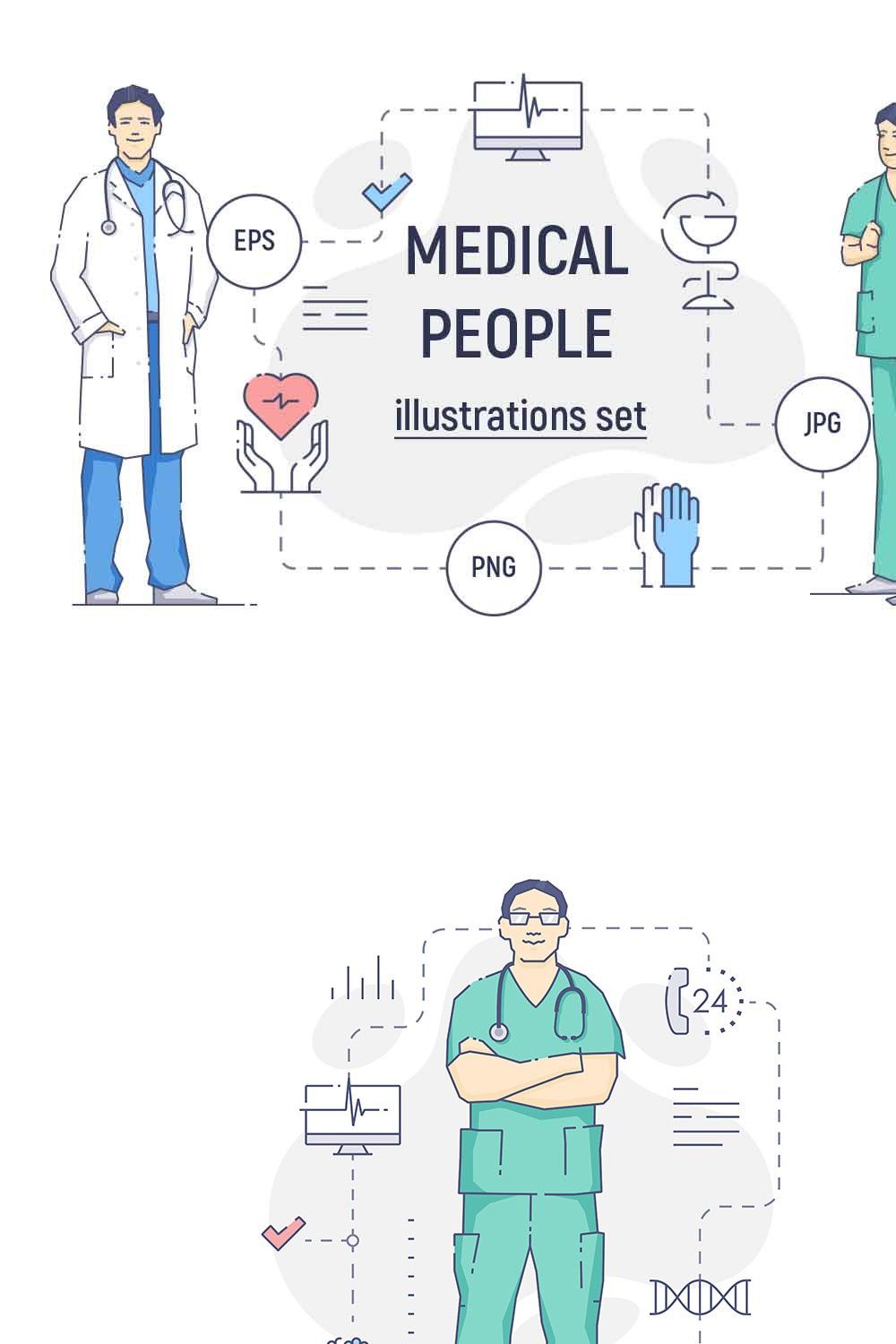 Medical people illustration set pinterest preview image.