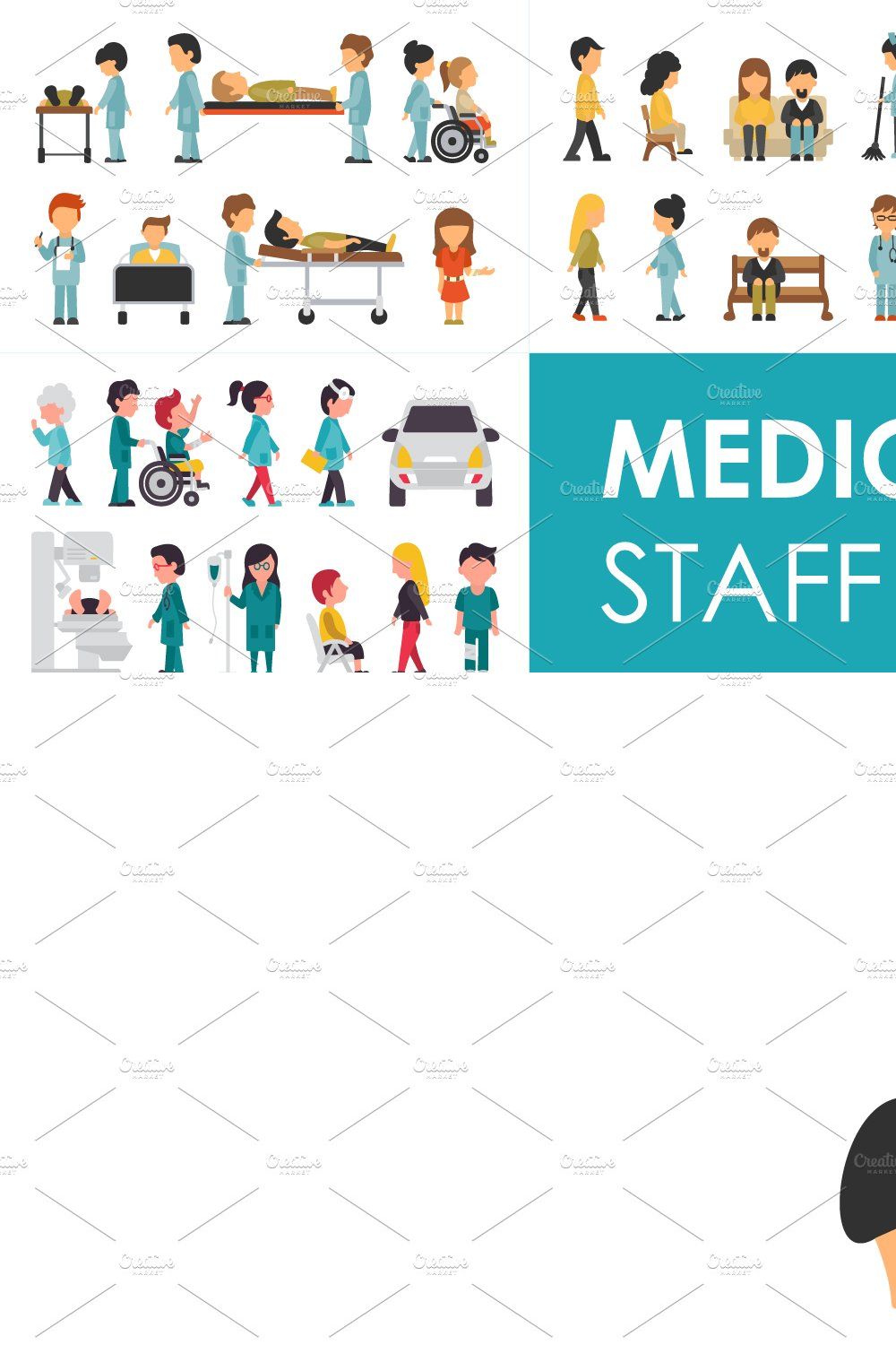Medical Staff - flat people set pinterest preview image.
