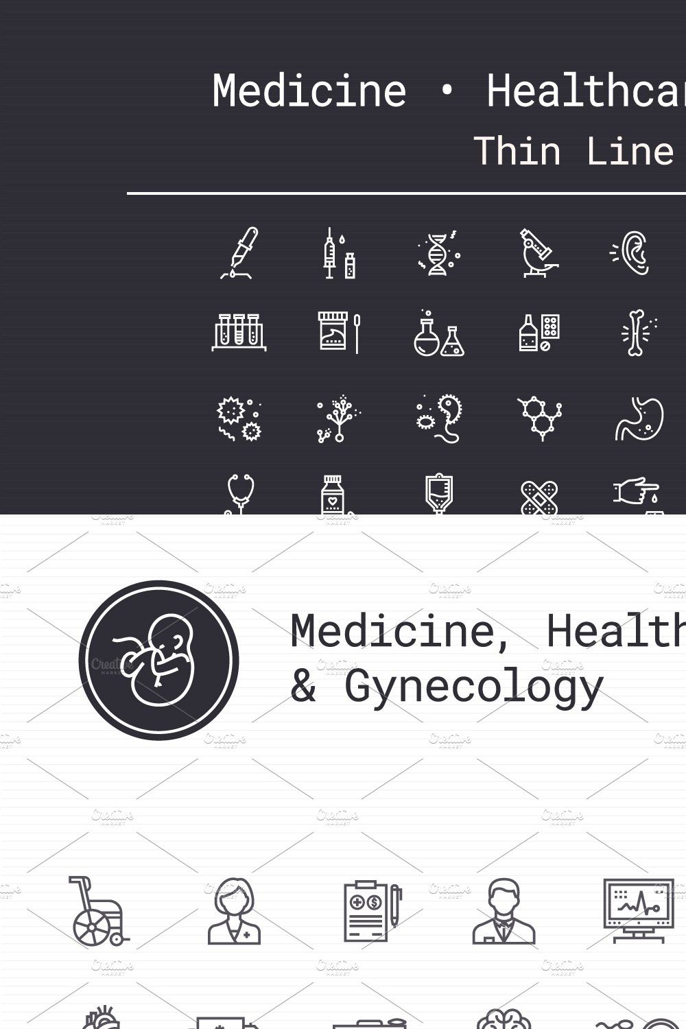 Medicine, Healthcare Thin Line Icons pinterest preview image.