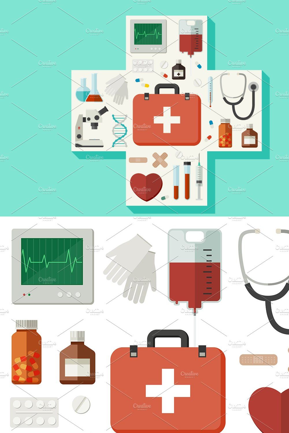 Medicine icons pinterest preview image.