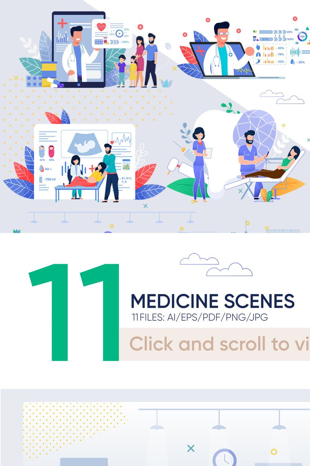 Medicine Scenes Flat Collection pinterest preview image.