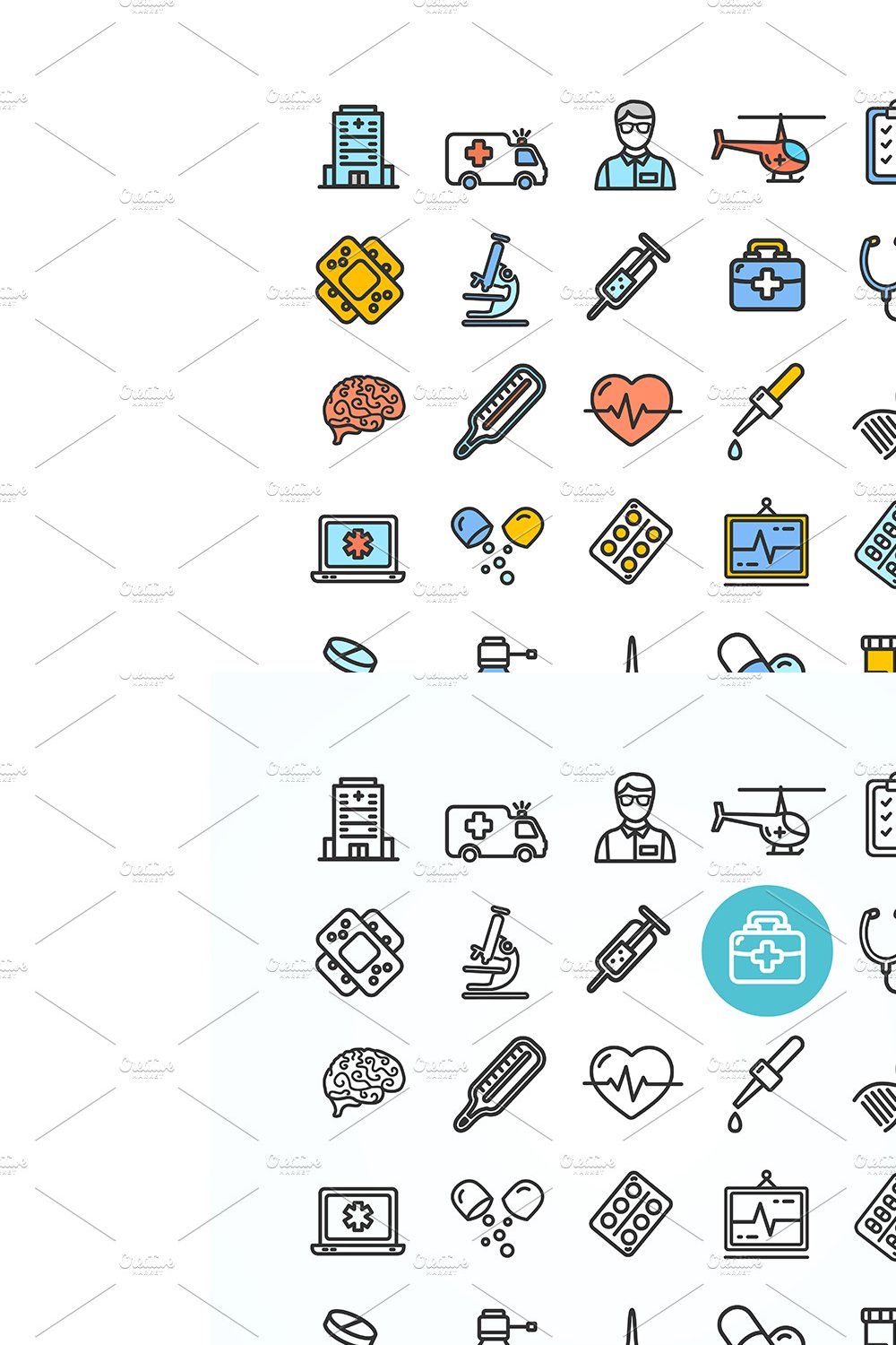 Medicine Symbols and Signs Icons pinterest preview image.