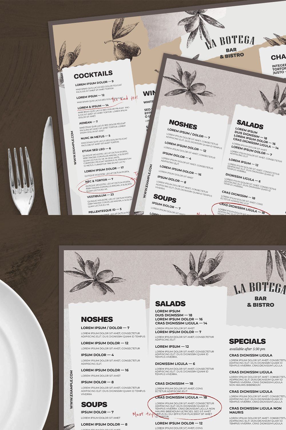 Menu Template pinterest preview image.