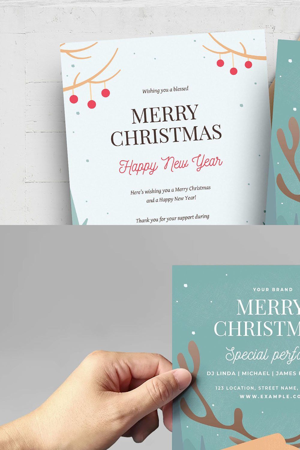 Merry Christmas Greetings Cards pinterest preview image.