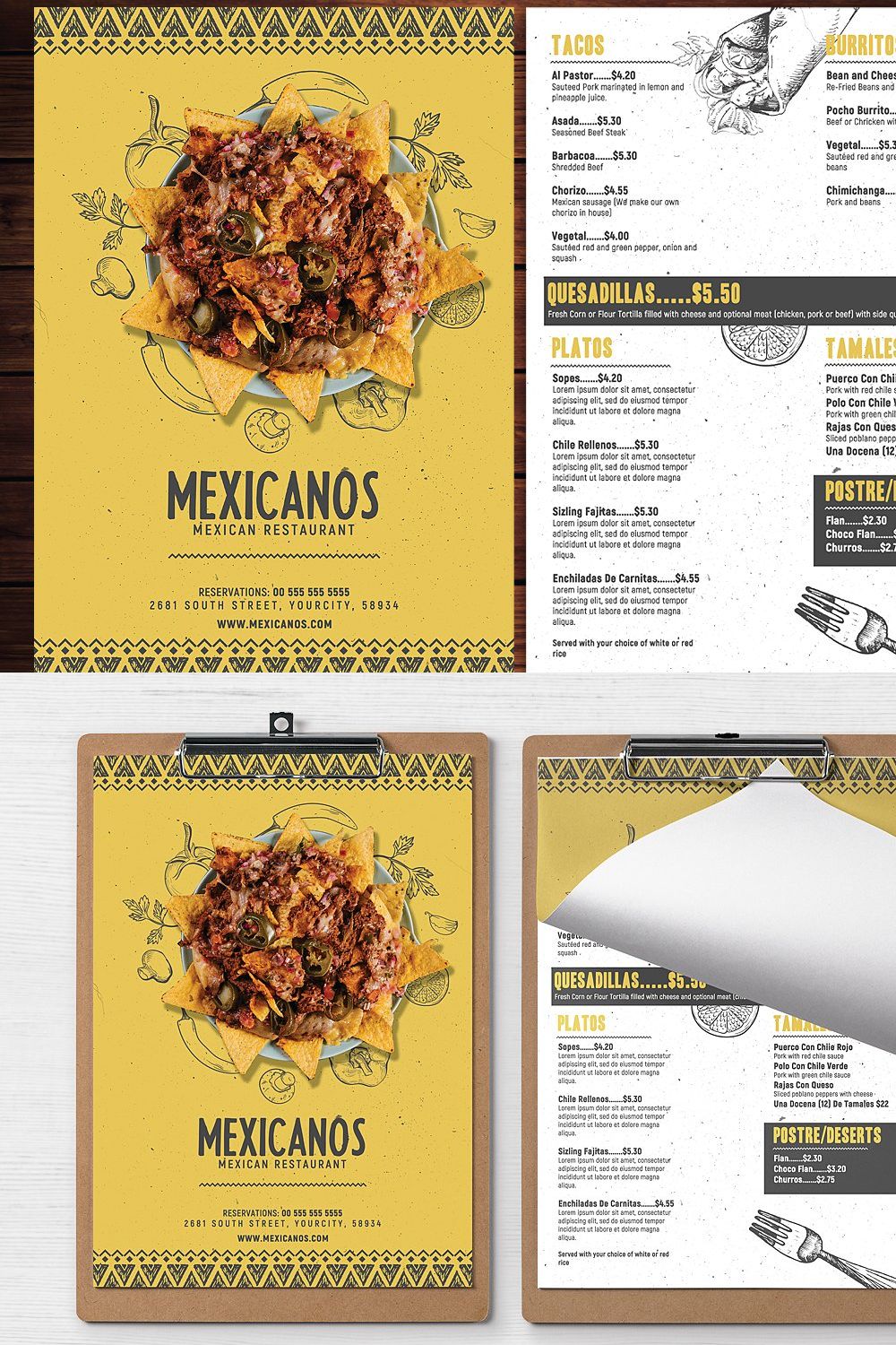 Mexican Food Menu Flyer Template pinterest preview image.