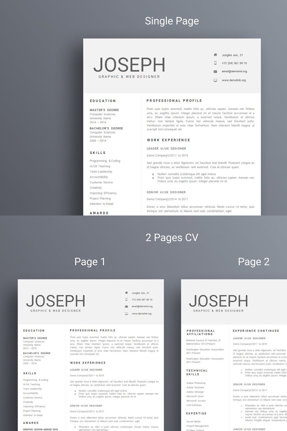 microsoft word resume CV template pinterest preview image.