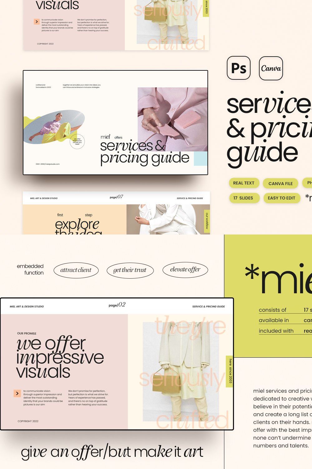 MIEL / Services and Pricing Guide pinterest preview image.