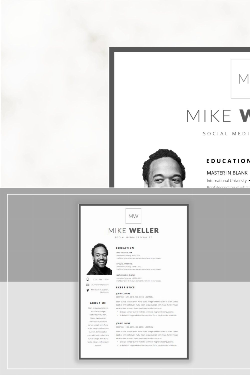 Mike W Resume and Cover Template pinterest preview image.