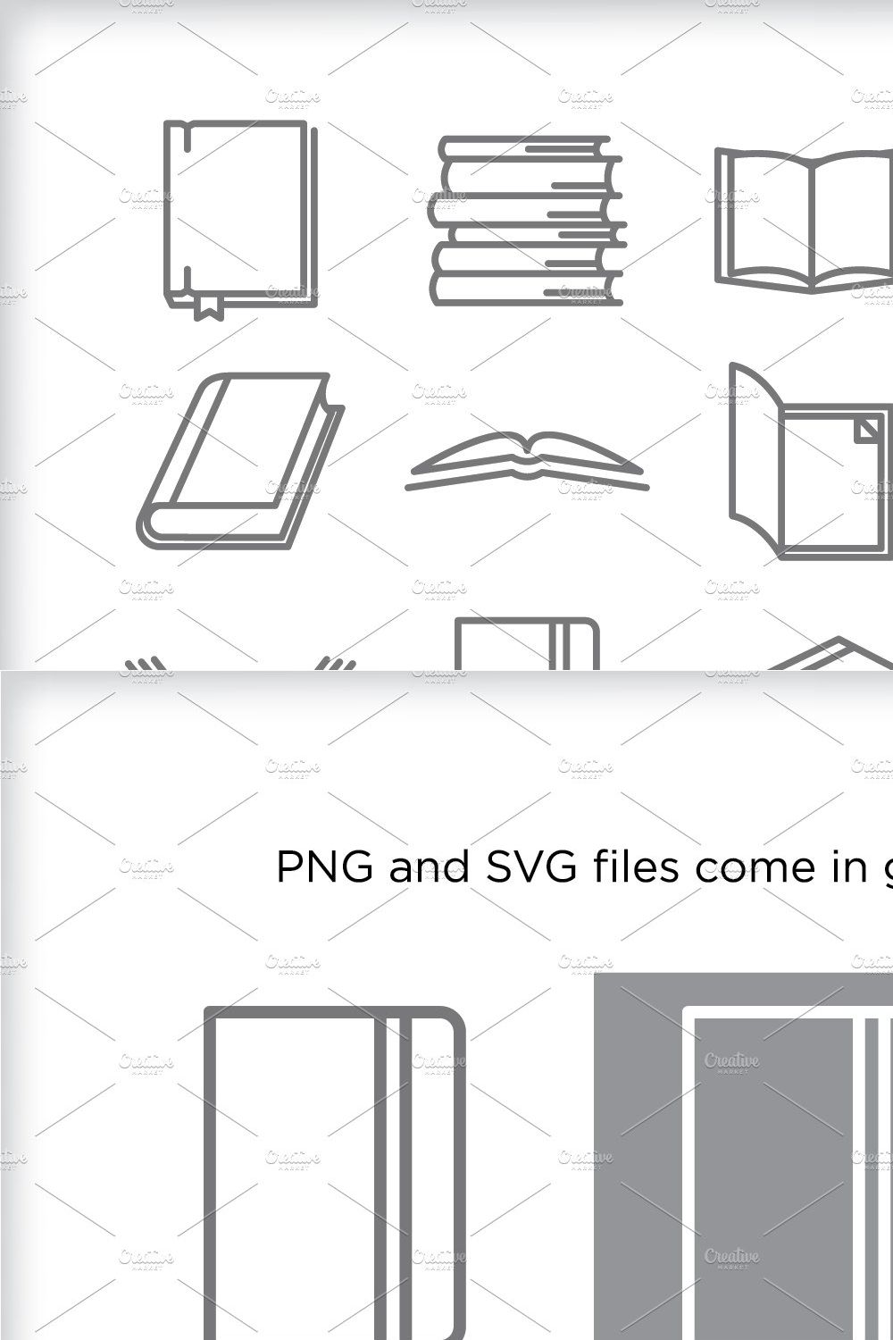 Minimal book icons pinterest preview image.