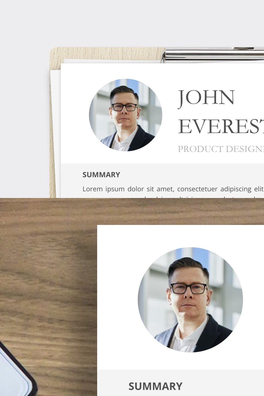 Minimal Business CV Resume Template pinterest preview image.
