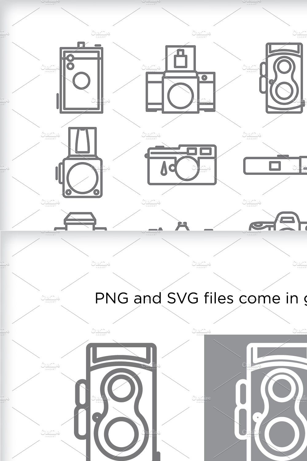 Minimal camera icons pinterest preview image.
