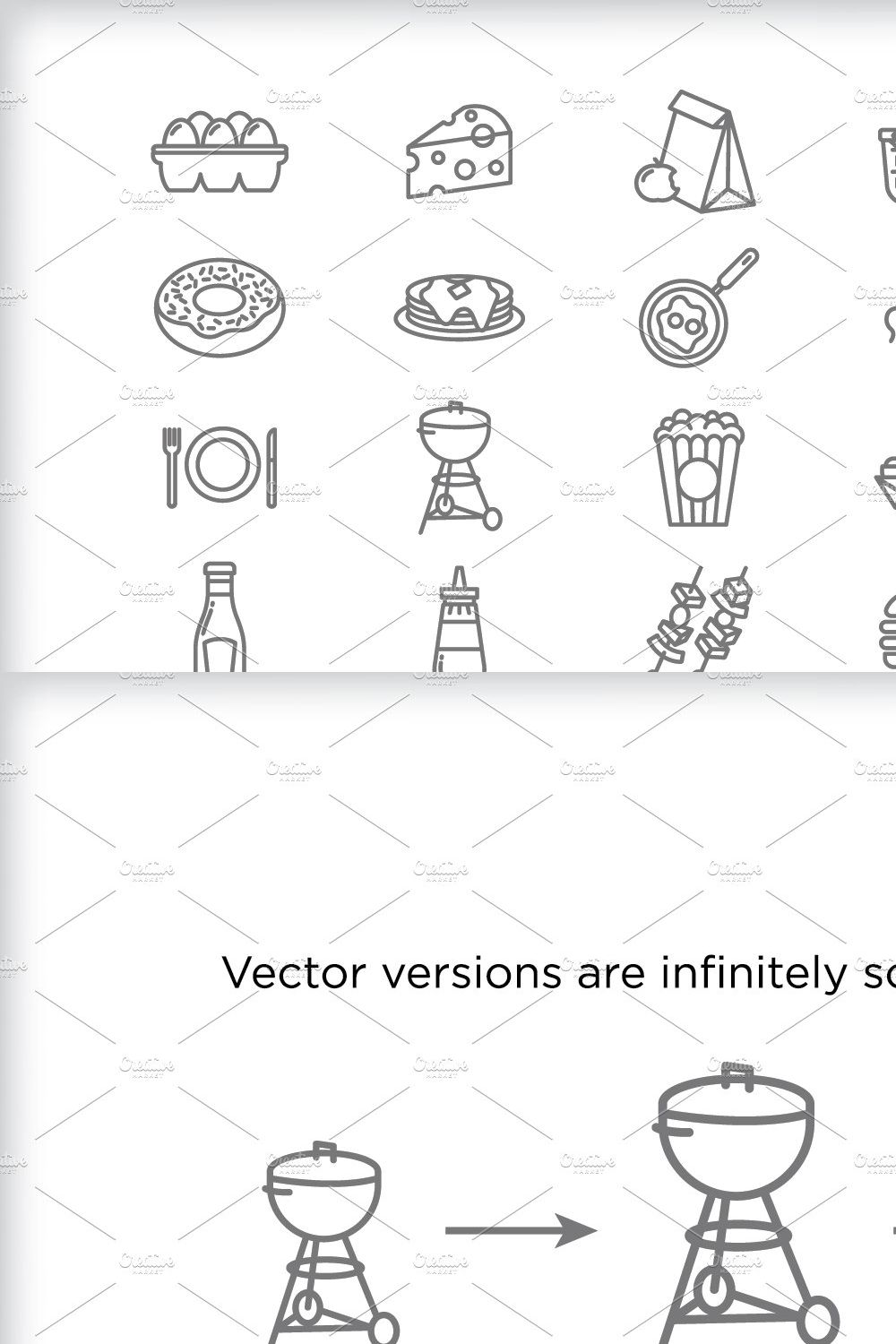 Minimal food icons pinterest preview image.