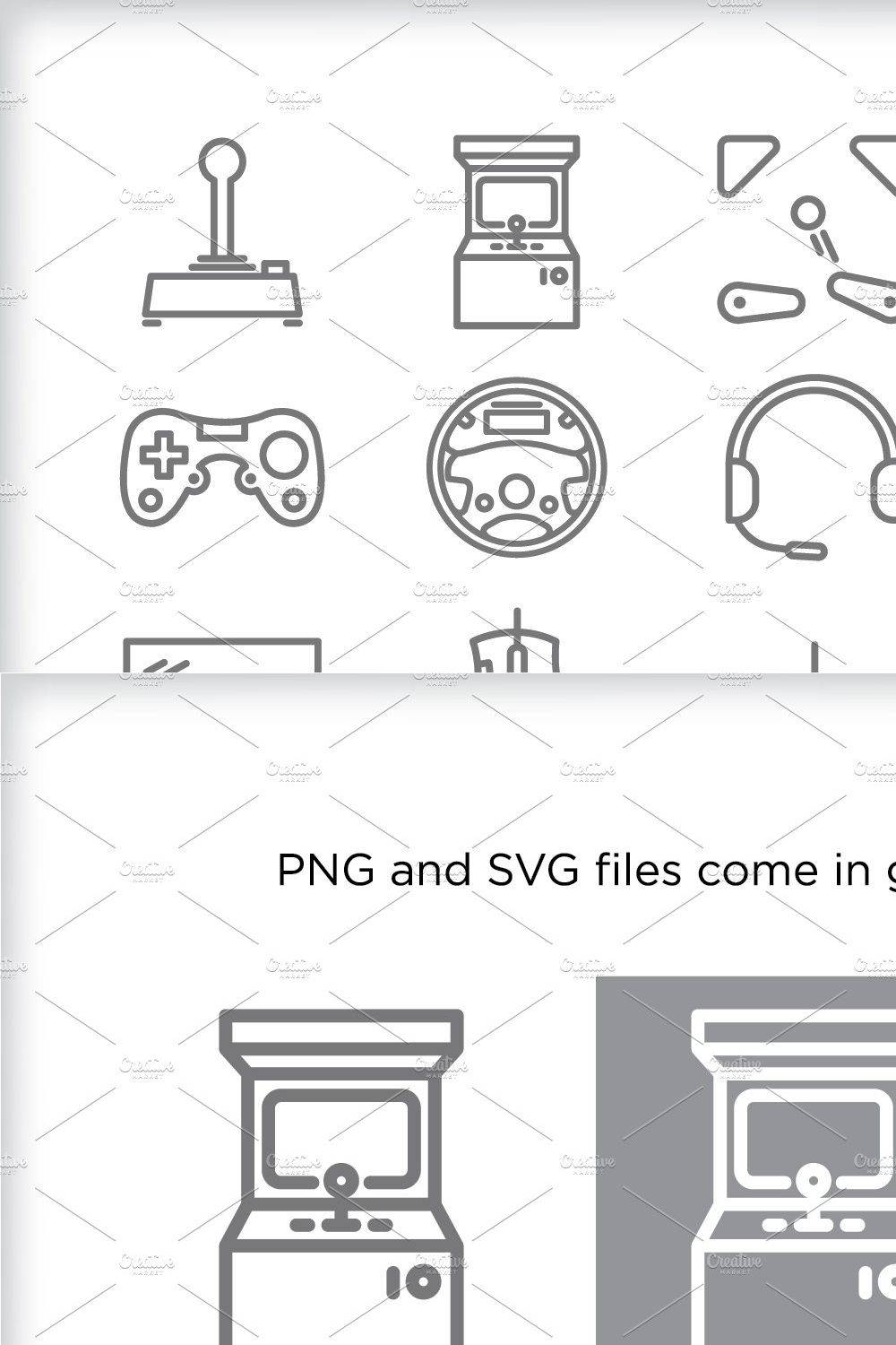 Minimal gaming icons pinterest preview image.