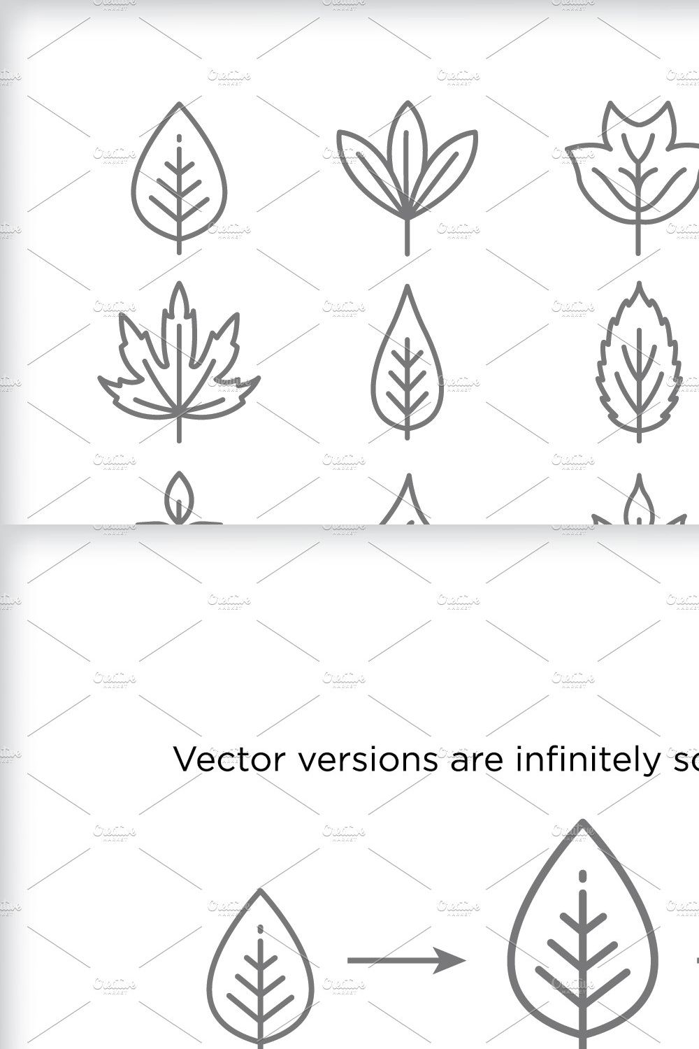Minimal leaf icons pinterest preview image.