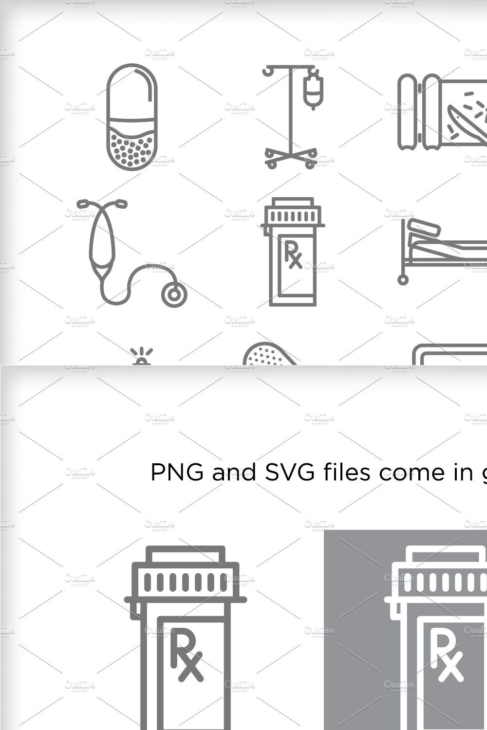 Minimal medical icons pinterest preview image.