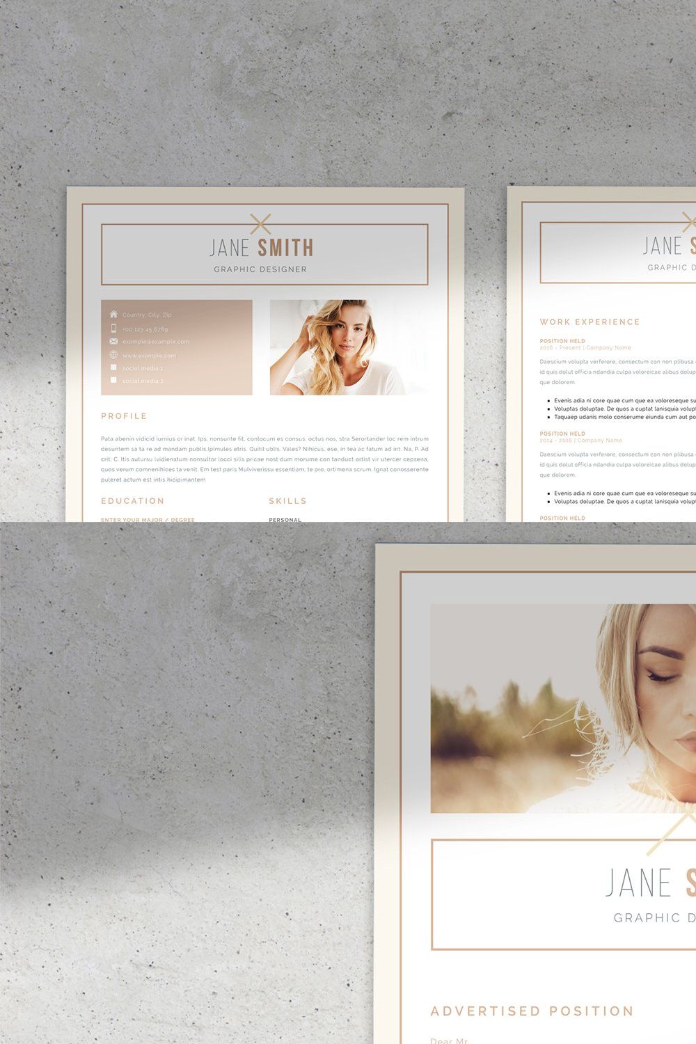 Minimal Nude Resume pinterest preview image.