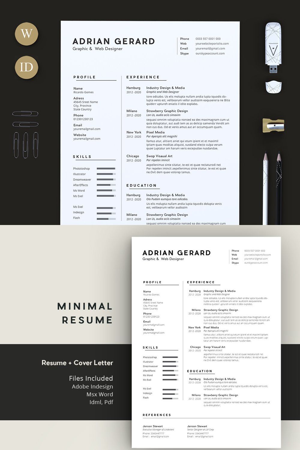 Minimal Resume pinterest preview image.