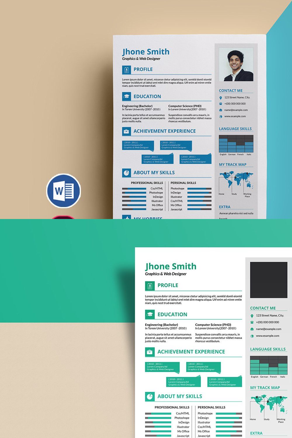 Minimal Resume / CV pinterest preview image.