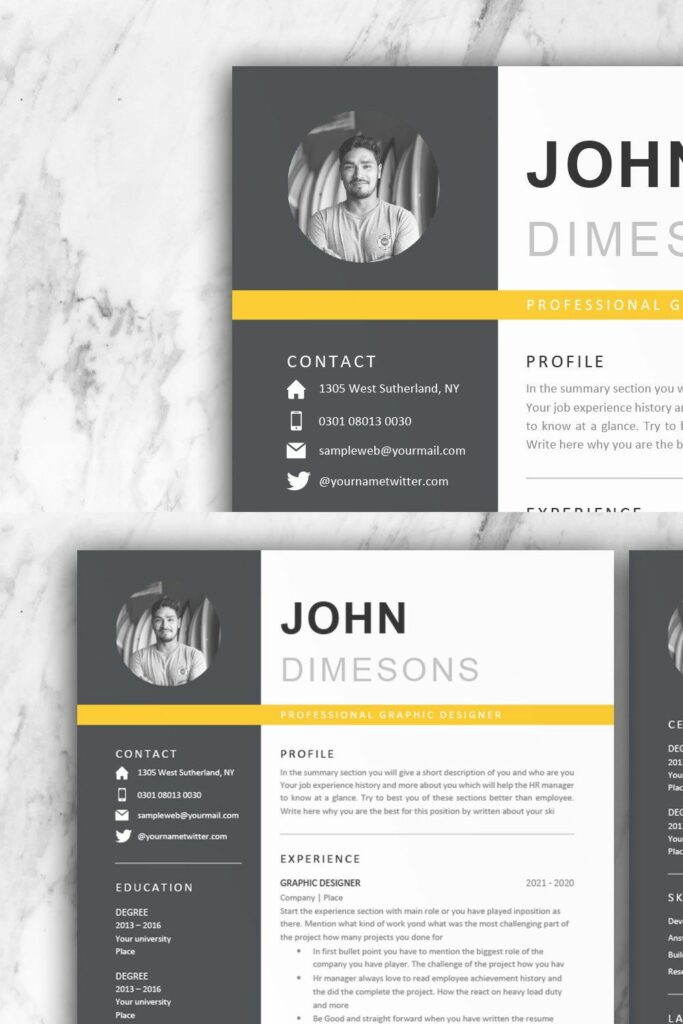 Minimal Resume CV template in Word – MasterBundles