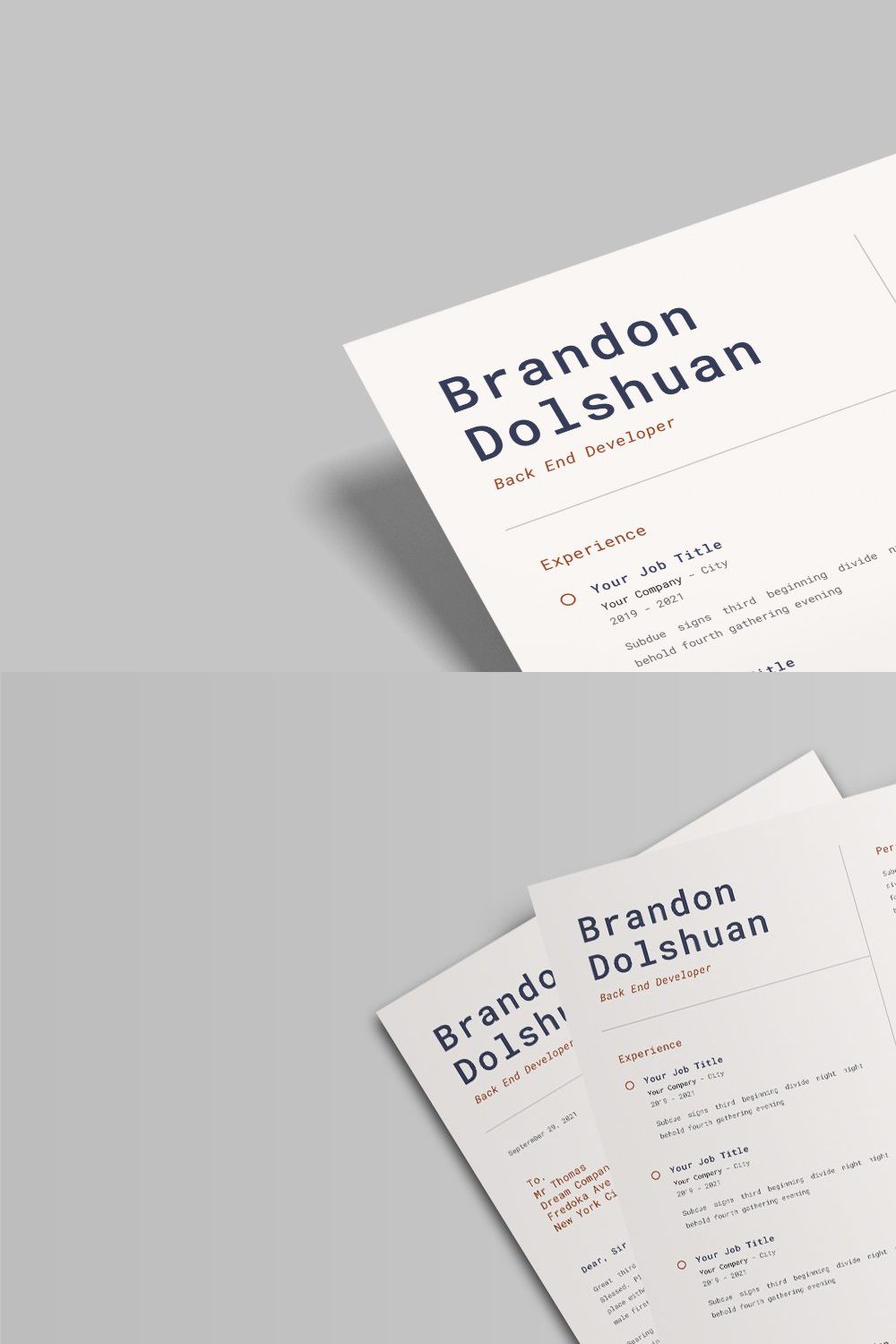 Minimal Resume Template pinterest preview image.