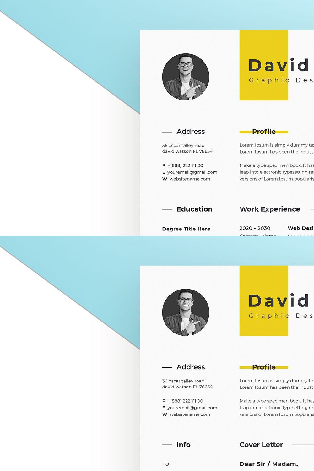 Minimal Resume Template pinterest preview image.