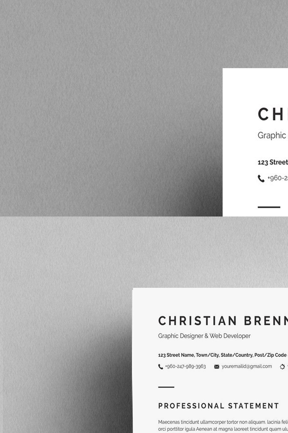 Minimal Resume Template 4 Pages pinterest preview image.