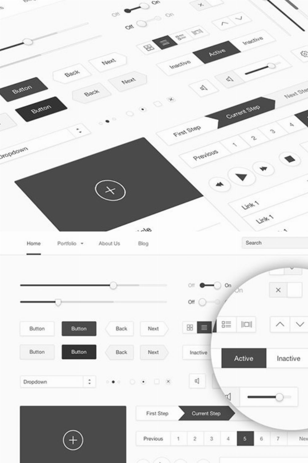 Minimal White UI kit pinterest preview image.