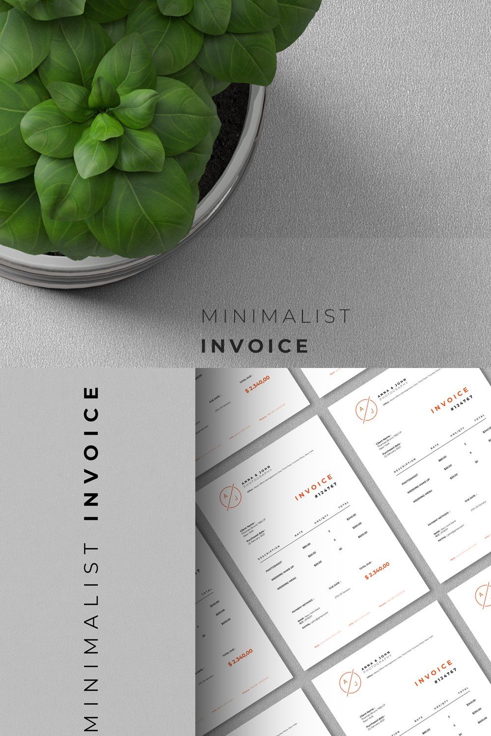 Minimalist Invoice pinterest preview image.