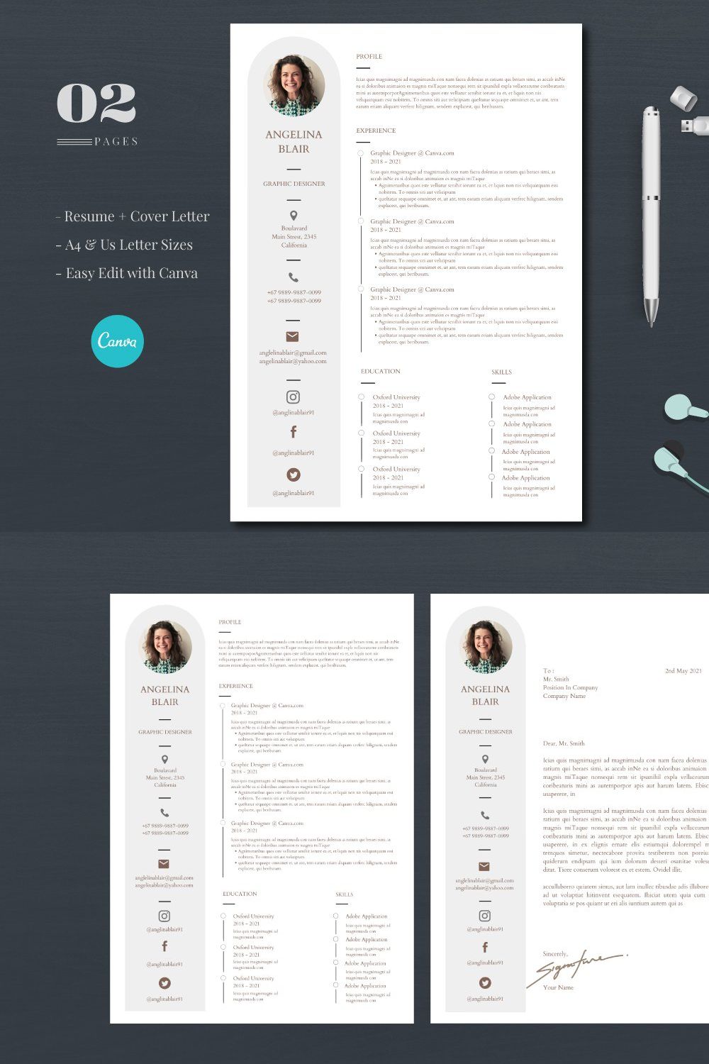 Minimalist Resume - Canva pinterest preview image.