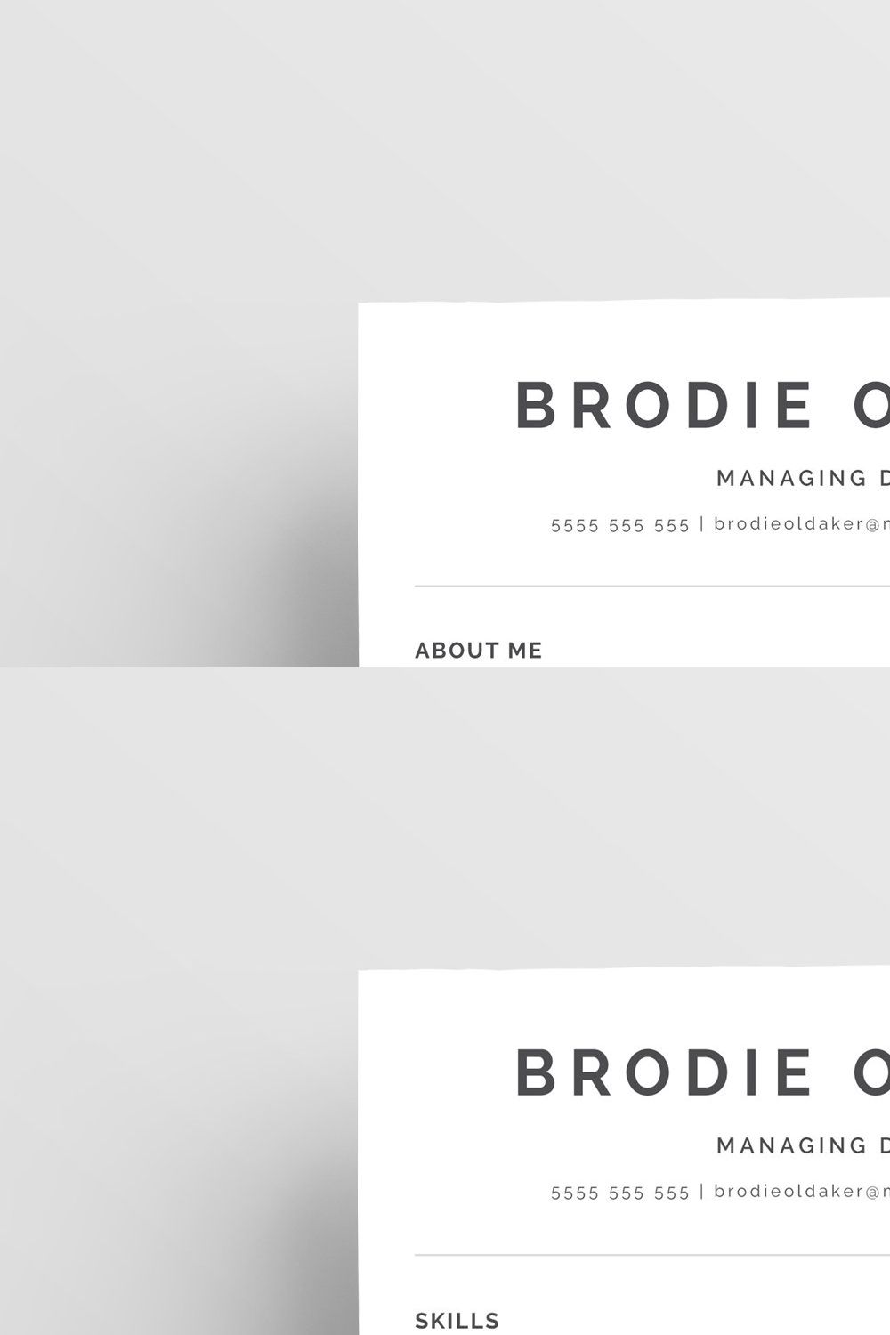 Minimalist Resume Template pinterest preview image.