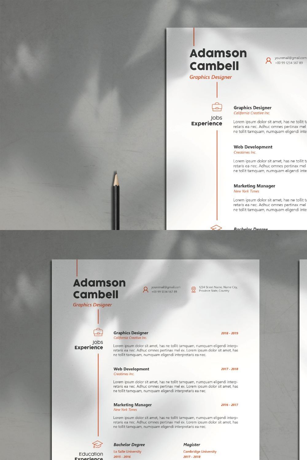 Minimalist Resume Template Vol. 9 pinterest preview image.