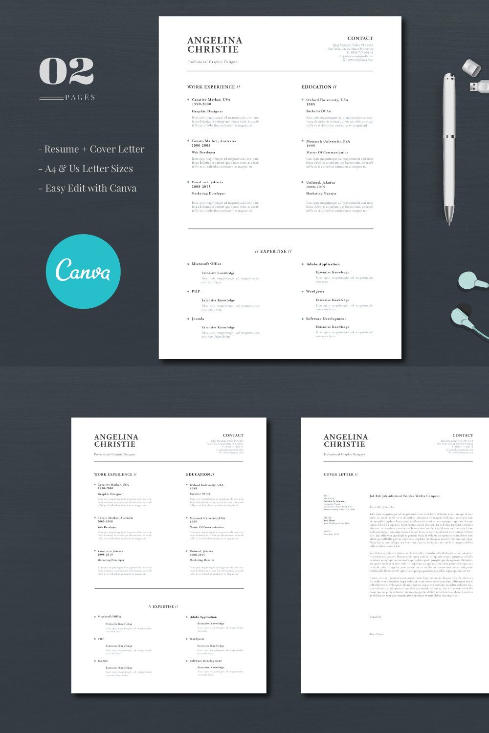 Minimalist Resume Vol.03 - Canva pinterest preview image.