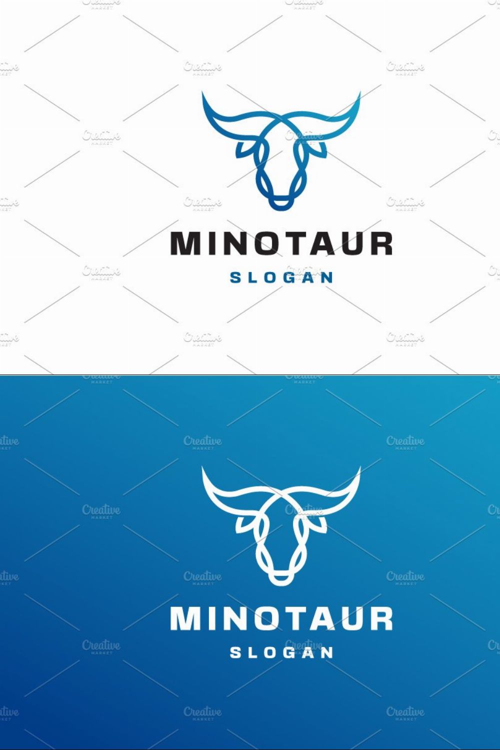 Minotaur Bull Logo Template pinterest preview image.