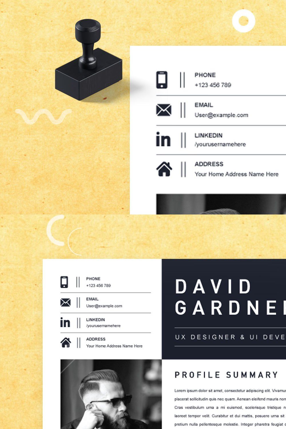 Modern and Creative Resume Template pinterest preview image.