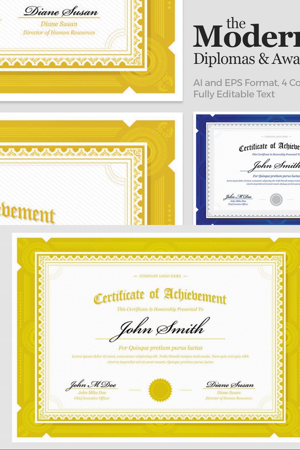 Modern Classy Diploma Certificate pinterest preview image.