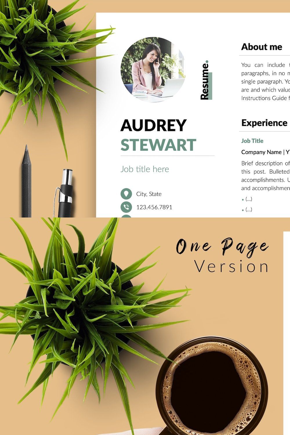 Modern CV Bundle / Resume - Audrey pinterest preview image.