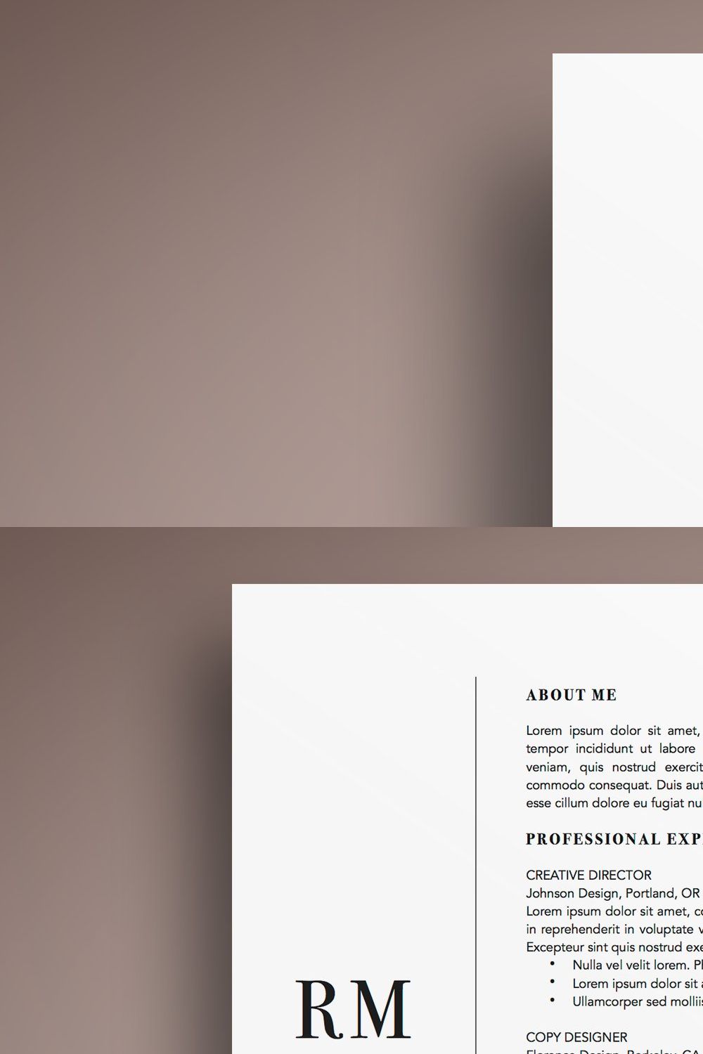 Modern CV Resume Template Word/Pages pinterest preview image.