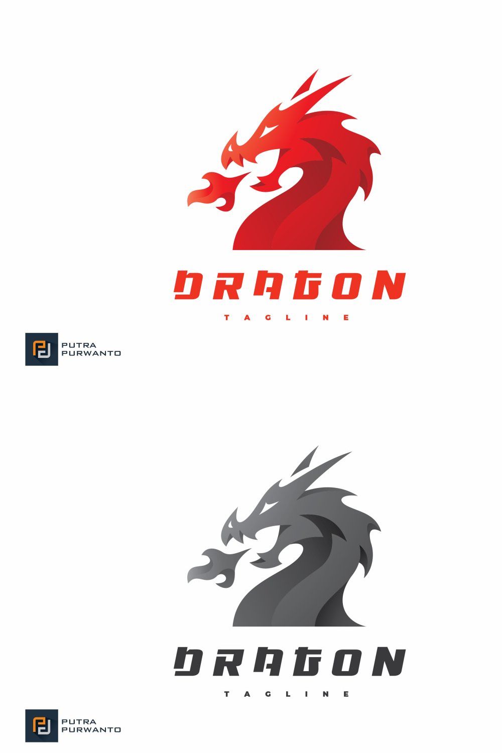 Modern Fire Breathing Dragon Logo pinterest preview image.