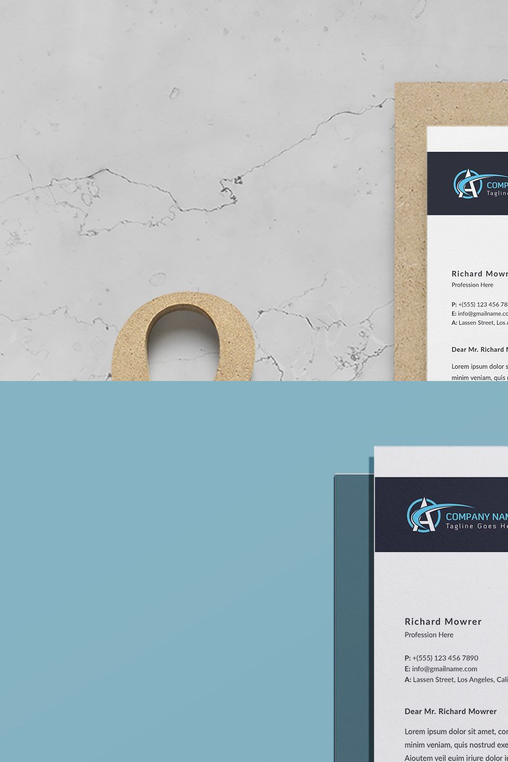 Modern Letterhead Template pinterest preview image.