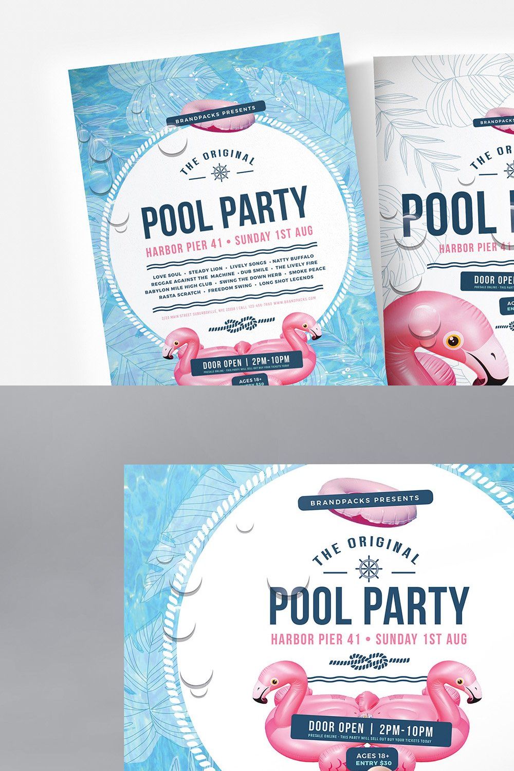 Modern Pool Party Poster / Flyer pinterest preview image.