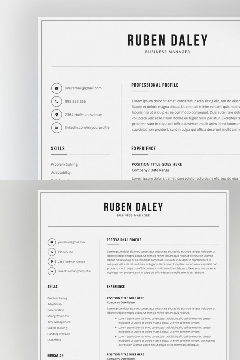 Resume Example 04 Modern Resume 4 Pages – MasterBundles