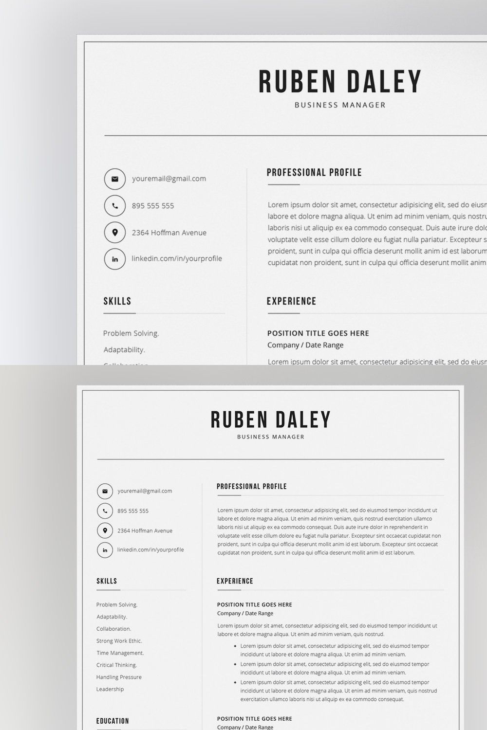 Modern Resume 4 Pages pinterest preview image.