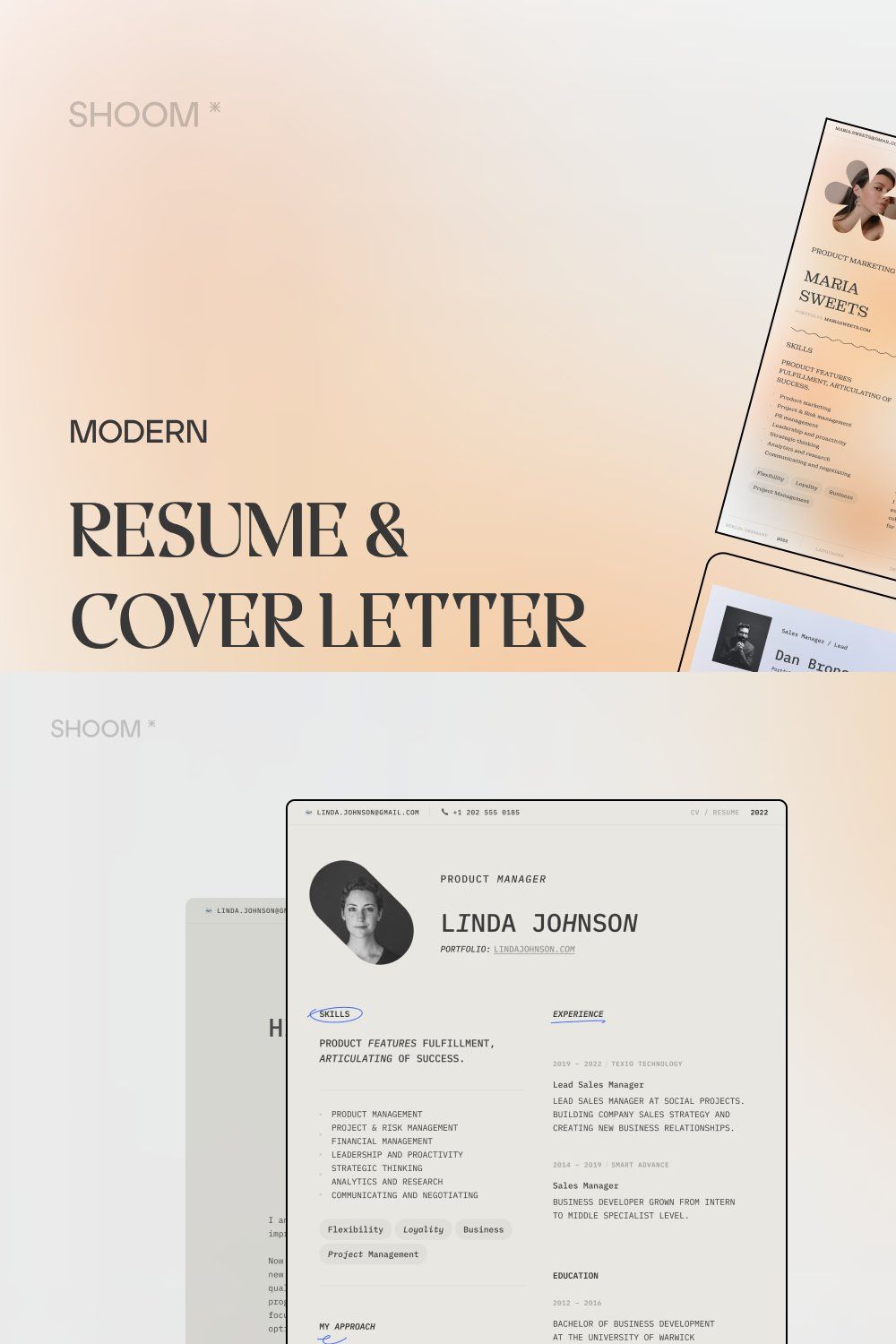 Modern Resume Bundle: 10 PRO Themes pinterest preview image.