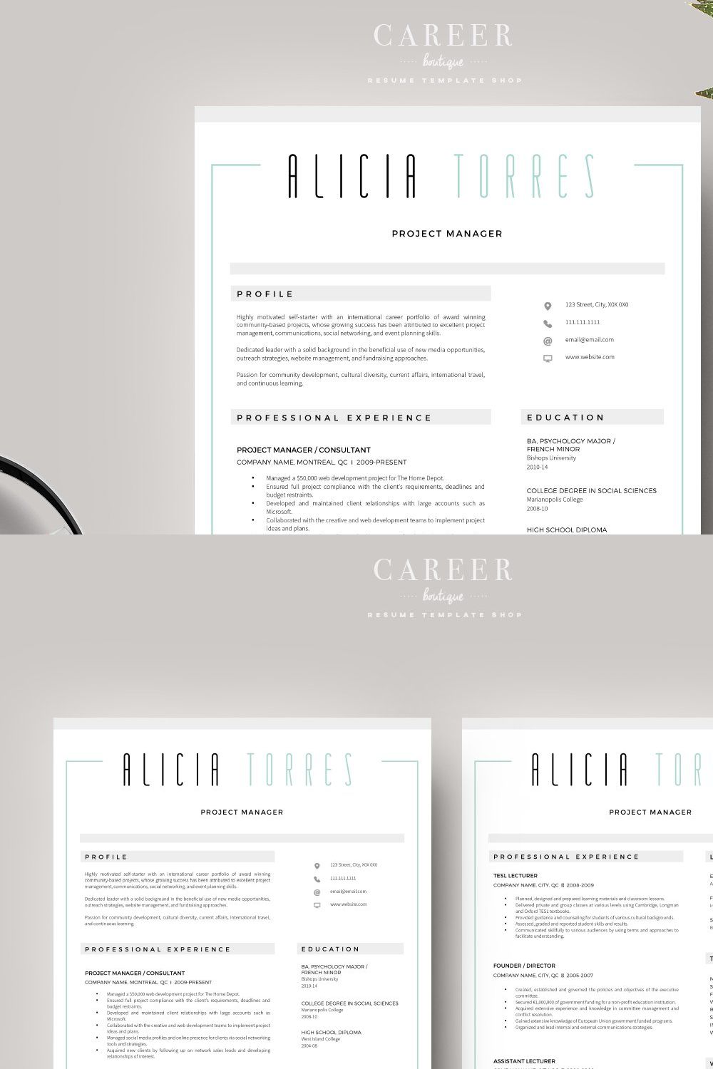 Modern Resume & CoverLetter Template pinterest preview image.
