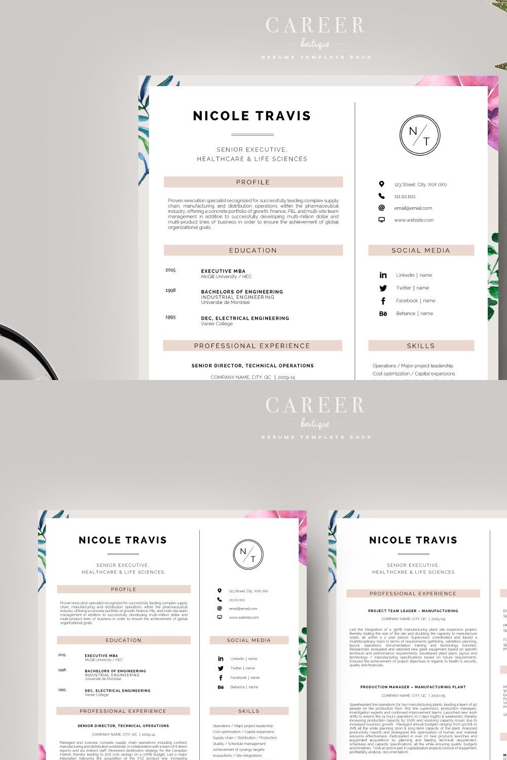 Modern Resume & CoverLetter Template pinterest preview image.