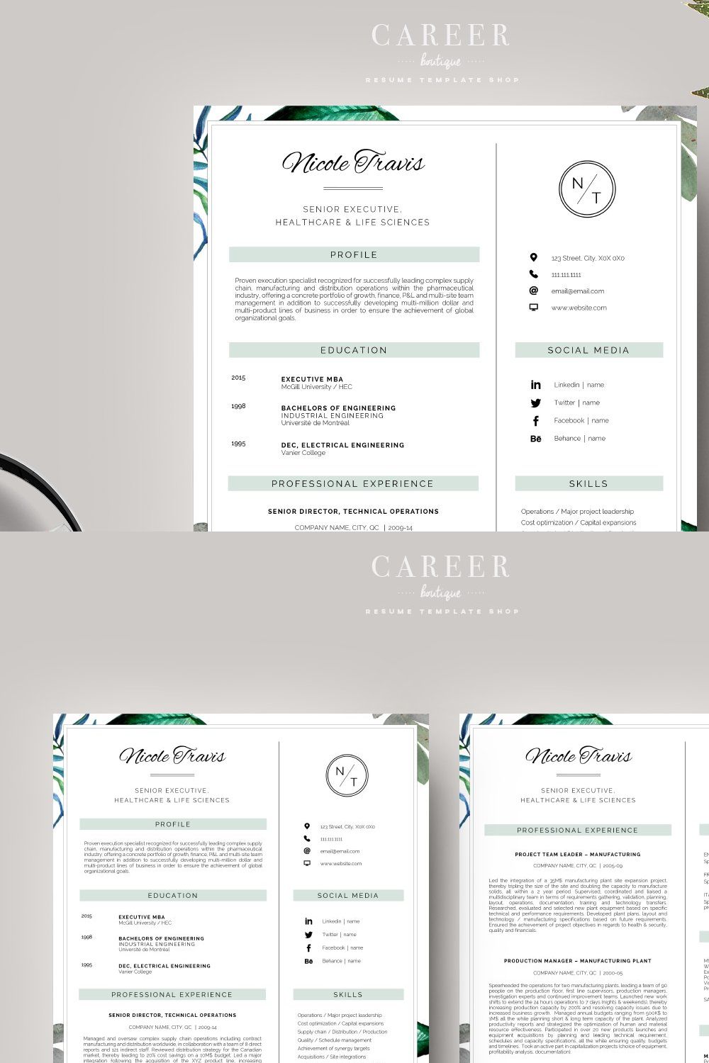 Modern Resume & CoverLetter Template pinterest preview image.