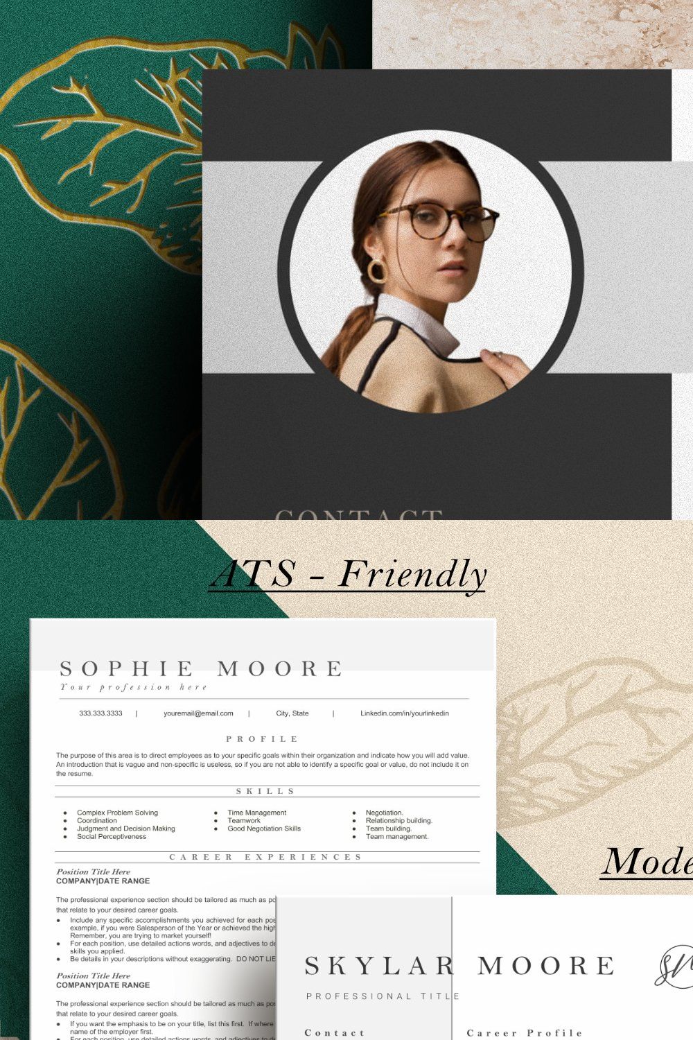 Modern Resume / CV Template - Ella pinterest preview image.